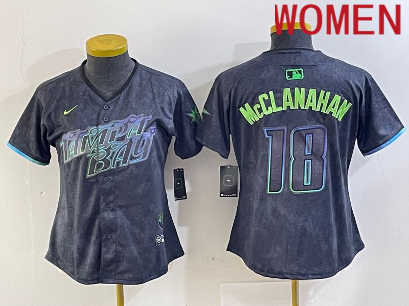 Women Tampa Bay Rays #18 Mcclanahan Nike MLB Limited City Connect Black 2024 Jersey style 1->youth mlb jersey->Youth Jersey